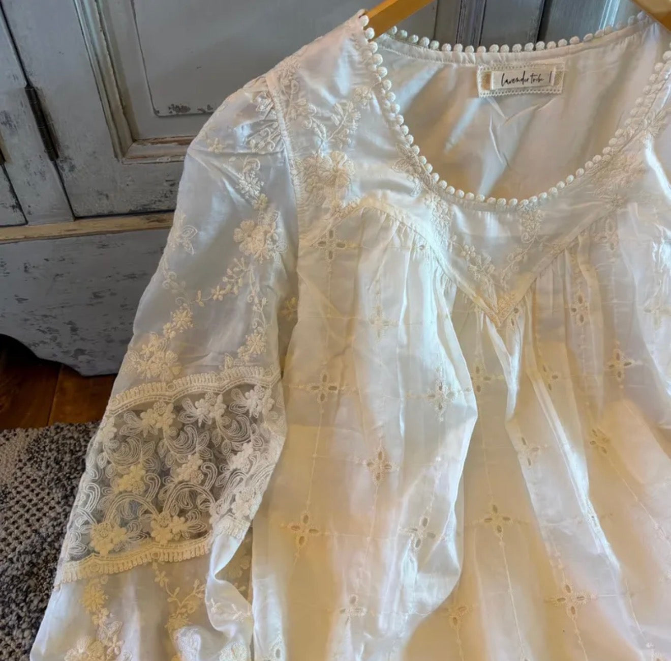 Reece Embroidered Lace Blouse - Lavender Tribe