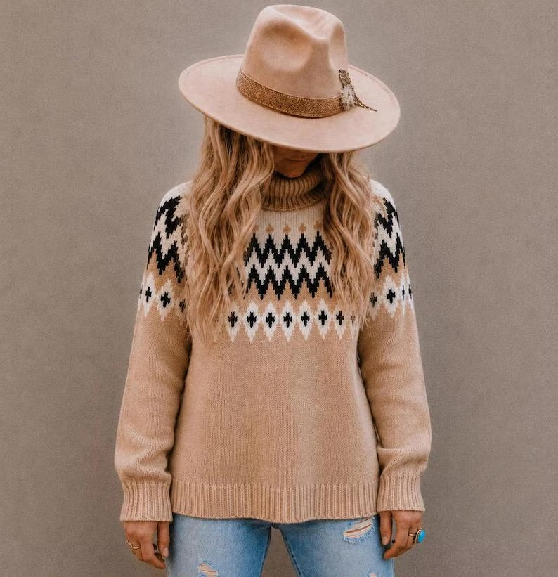 Fair Isle Knit Sweaters - Cardigans or Turtlenecks