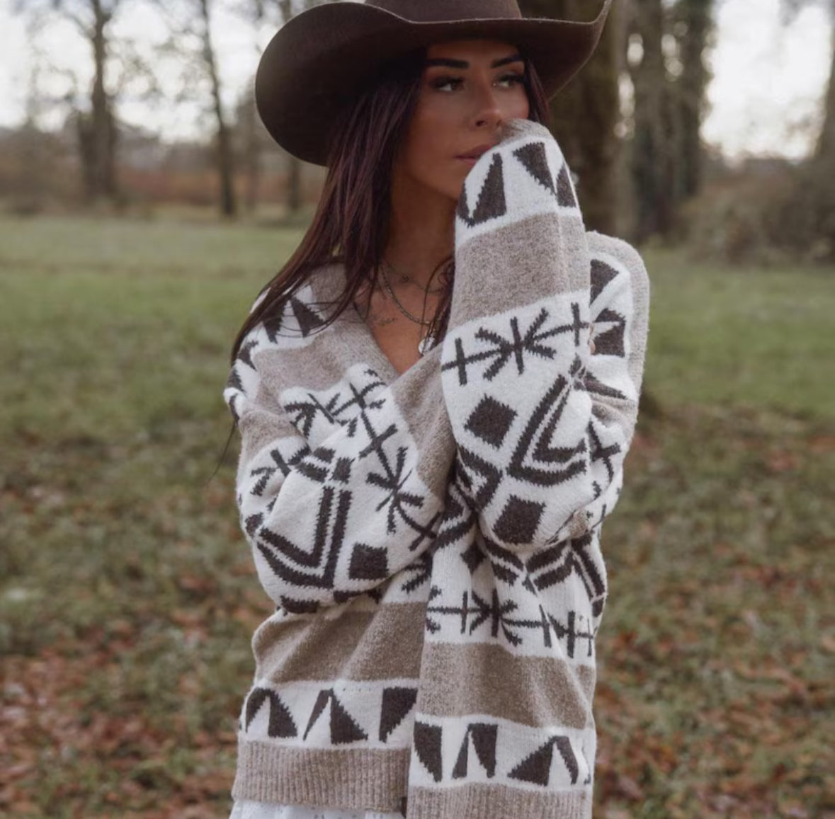 Western Knitted Cardigan Sweater