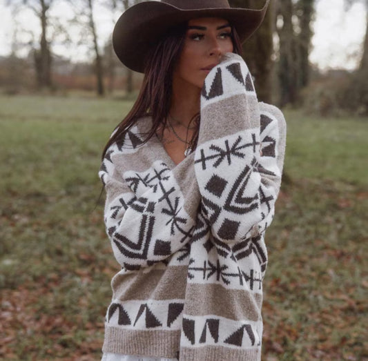Western Knitted Cardigan Sweater