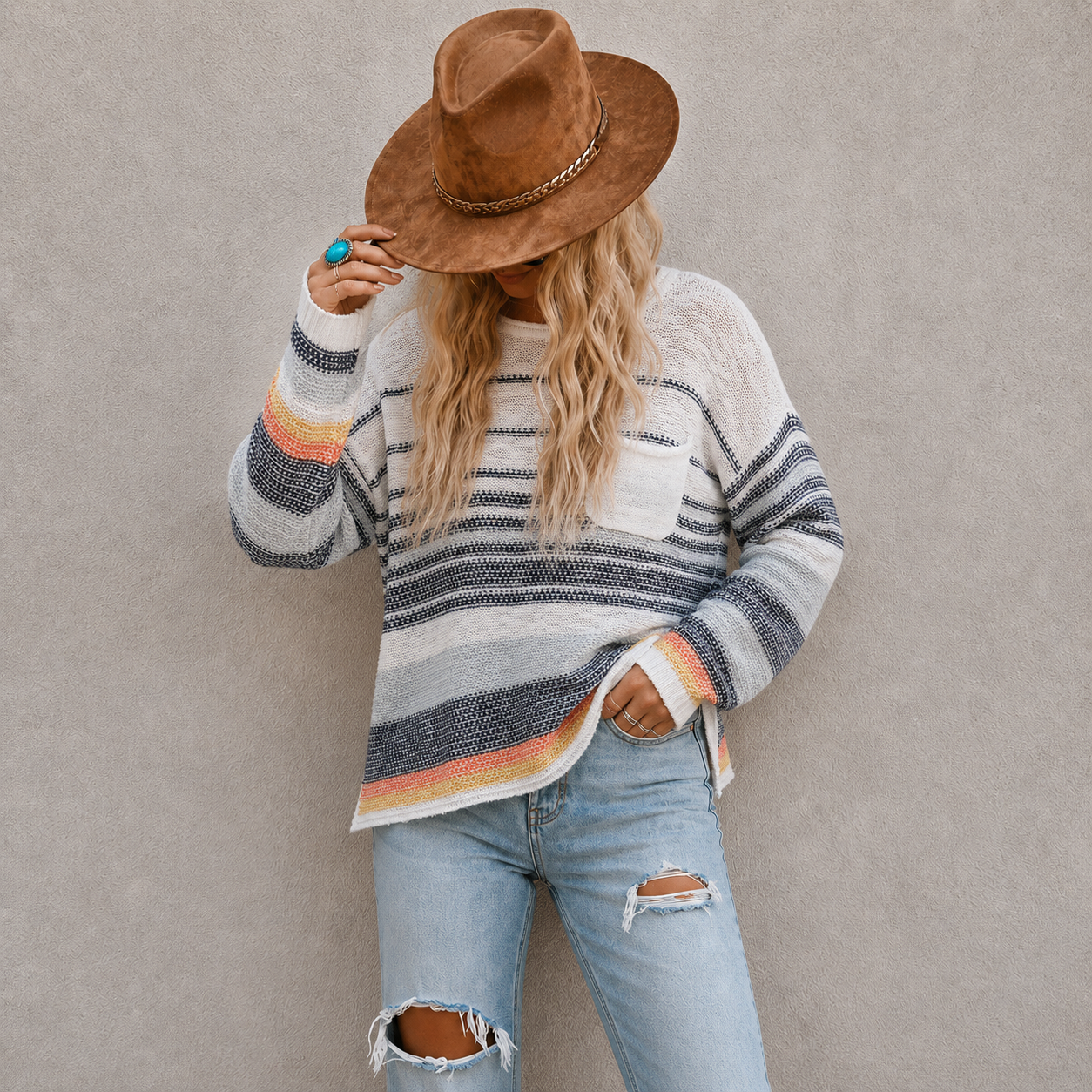 Dixon Stripe Cotton Knit Lightweight Sweater