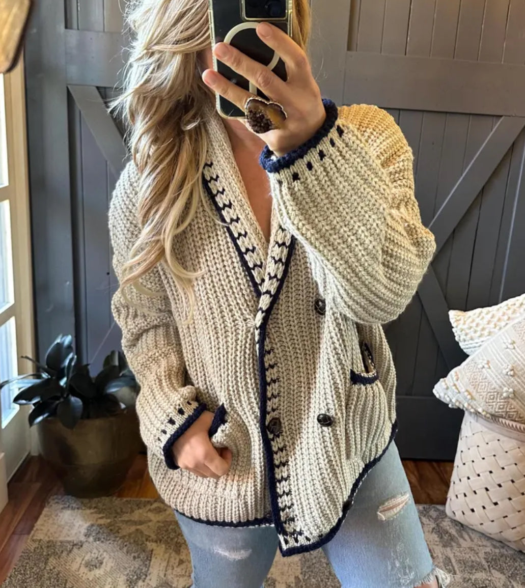 Oversized Fisherman's Knit Wool Sweater - Lavender Tribe