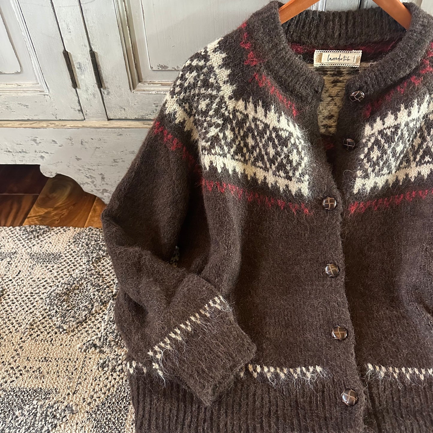 Fair Isle Brown Cardigan Sweater