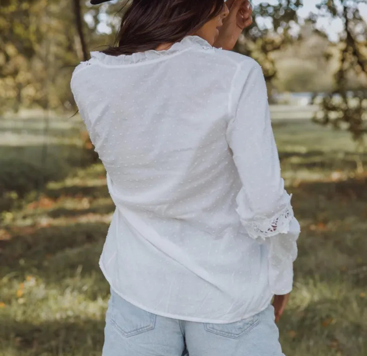 Harlow Long Sleeve Button Front Lace Blouse