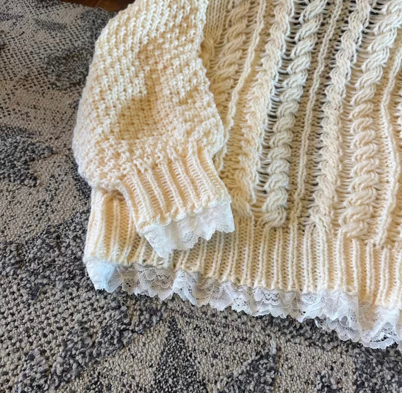 Heirloom Lace Trim Cardigan Sweater (Copy) - Lavender Tribe