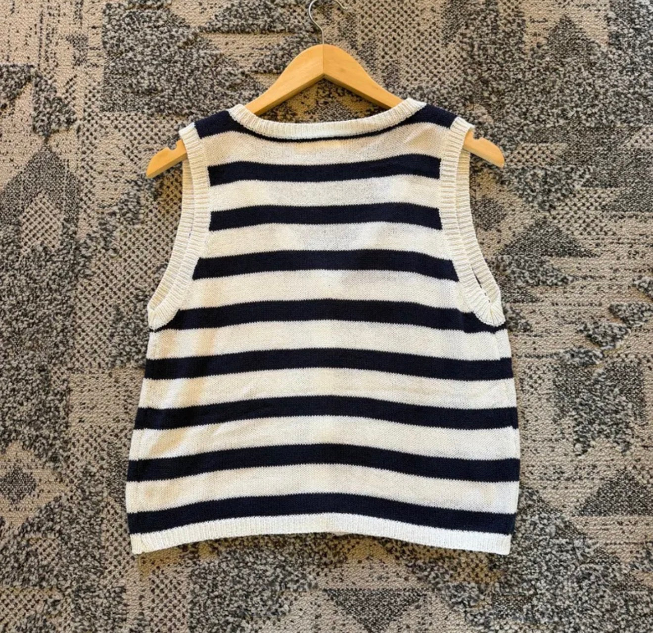 Navy & White Stripped Tank Top - Lavender Tribe