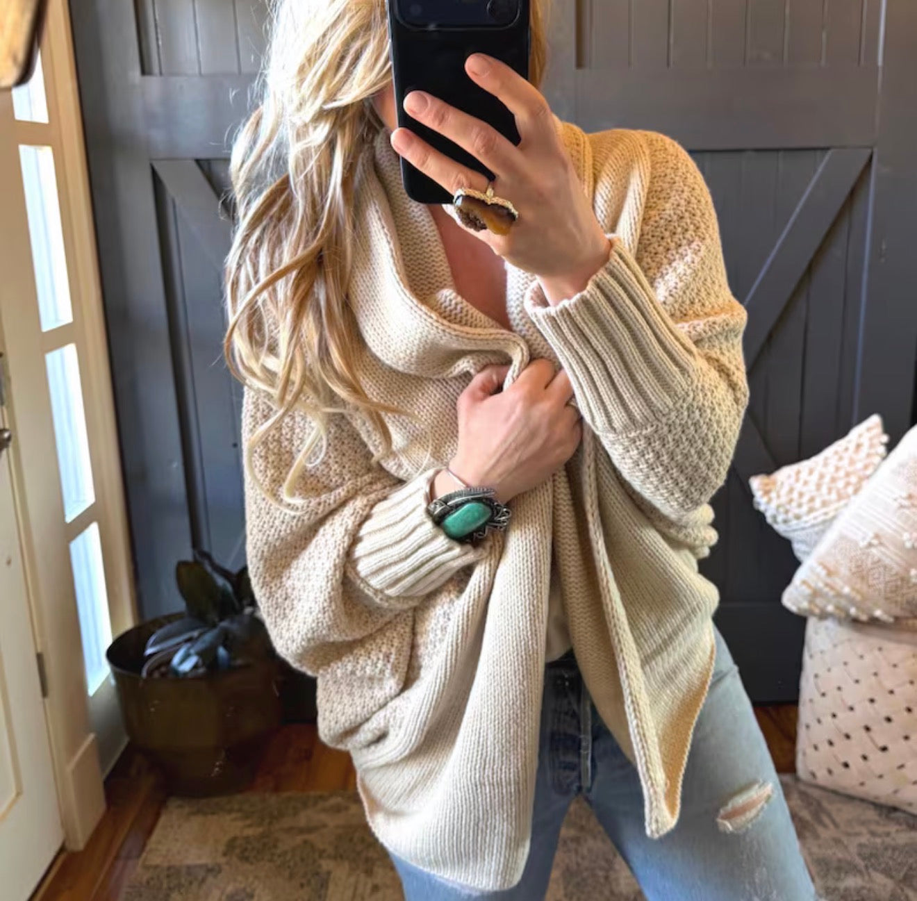 Cozy Shawl Collar Cardigan - Lavender Tribe