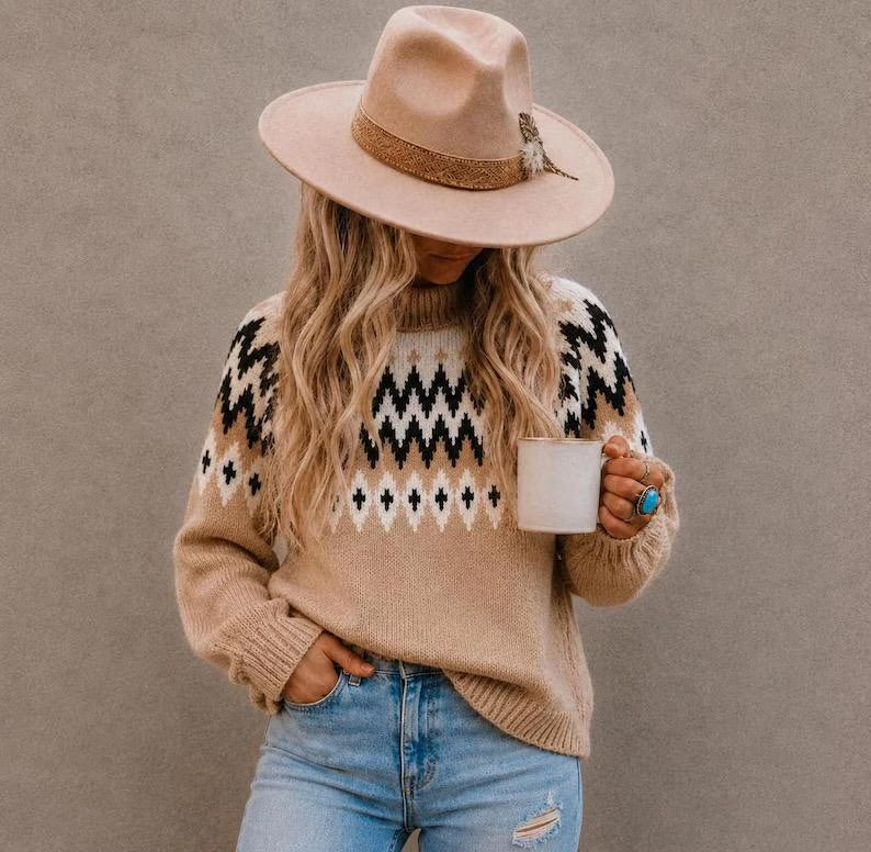 Fair Isle Knit Sweaters - Cardigans or Turtlenecks