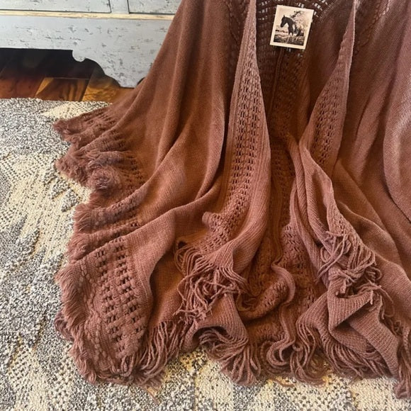 Fabric Close Up Brown Knit Cardigan 