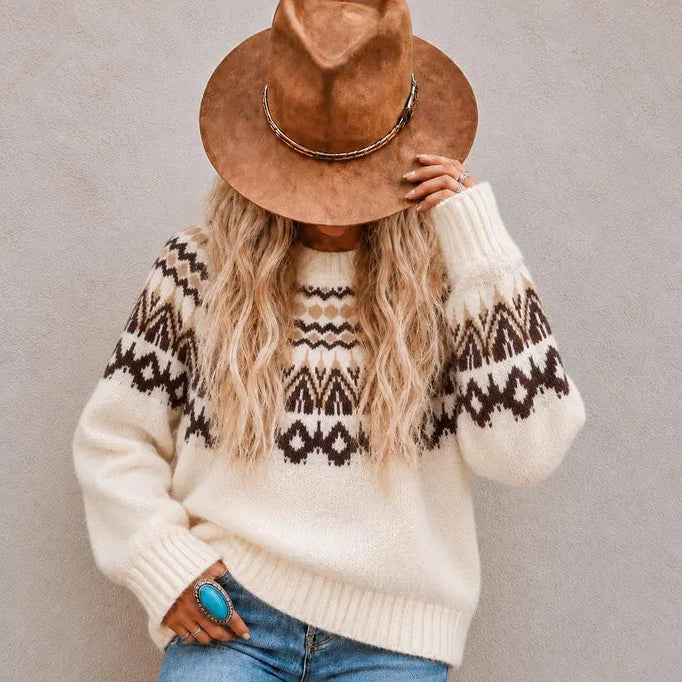 Fair Isle Icelandic Knit Pullover Sweater by Lavender Tribe Design