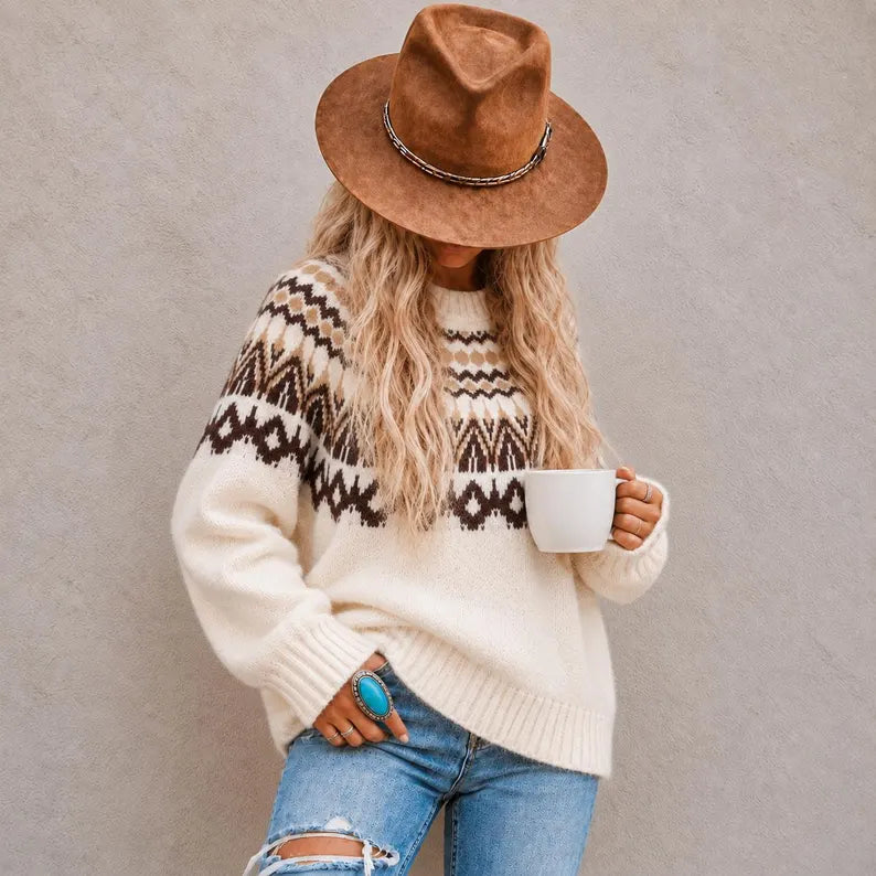 Fair Isle Icelandic Knit Pullover Sweater by Lavender Tribe Design