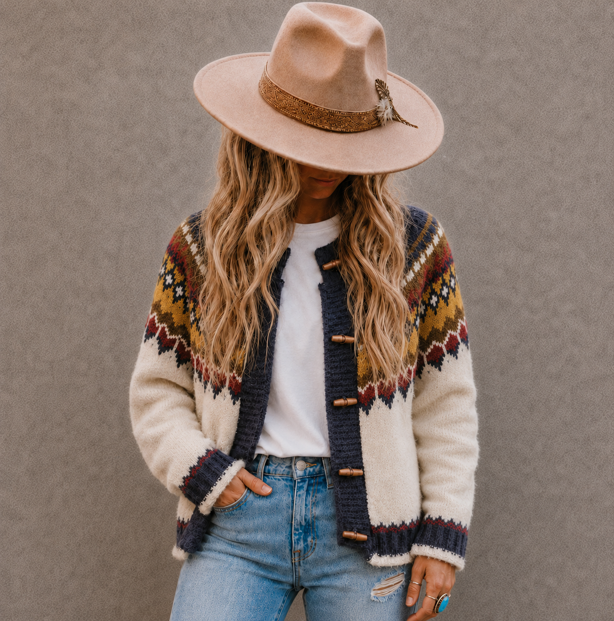 Fair Isle Knit Cardigan
