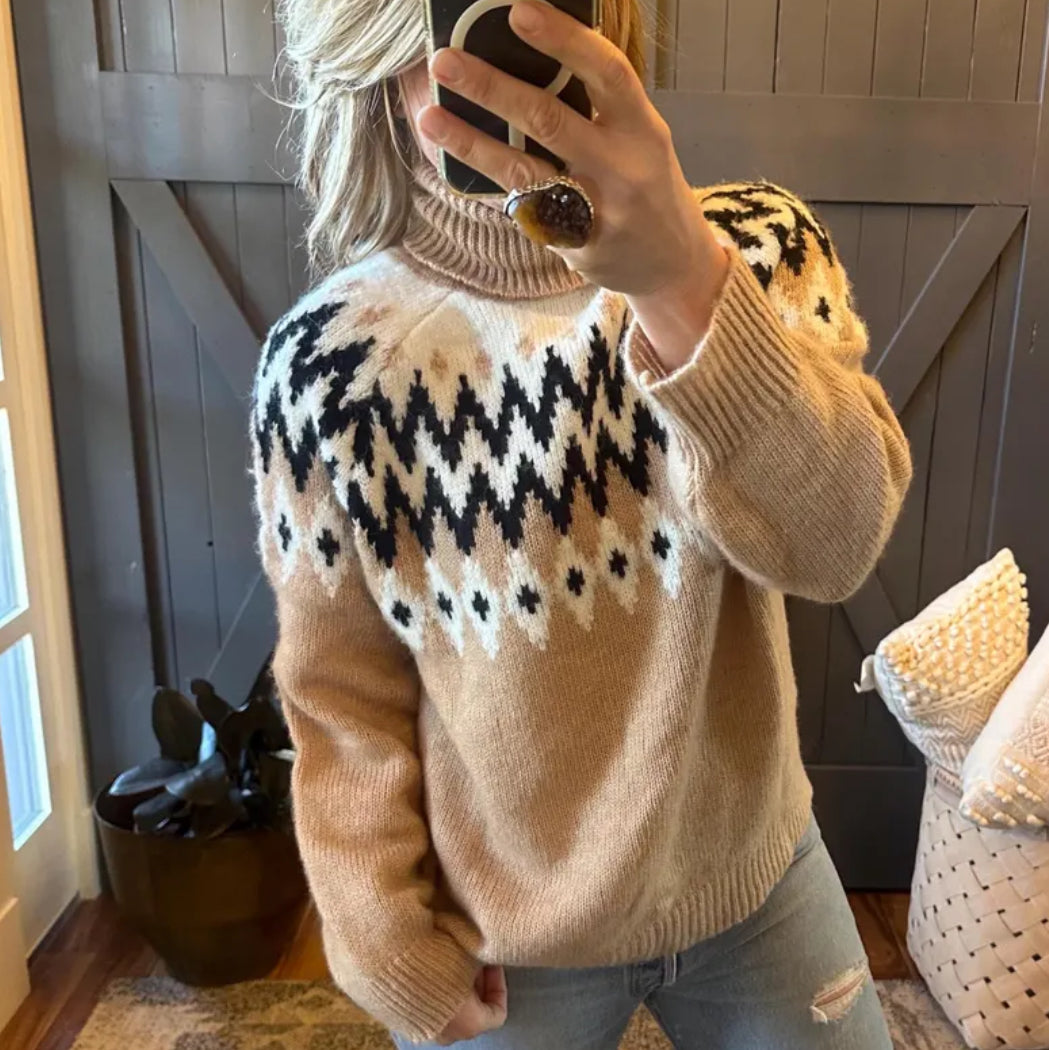 Fair Isle Turtleneck Sweater 