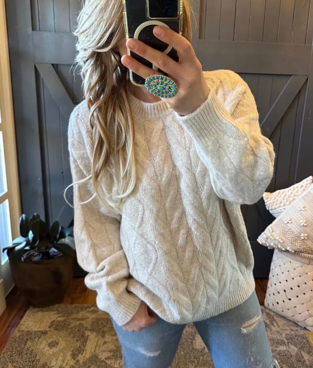 Fisherman's Knit Oversized Sweater - Lavender Tribe