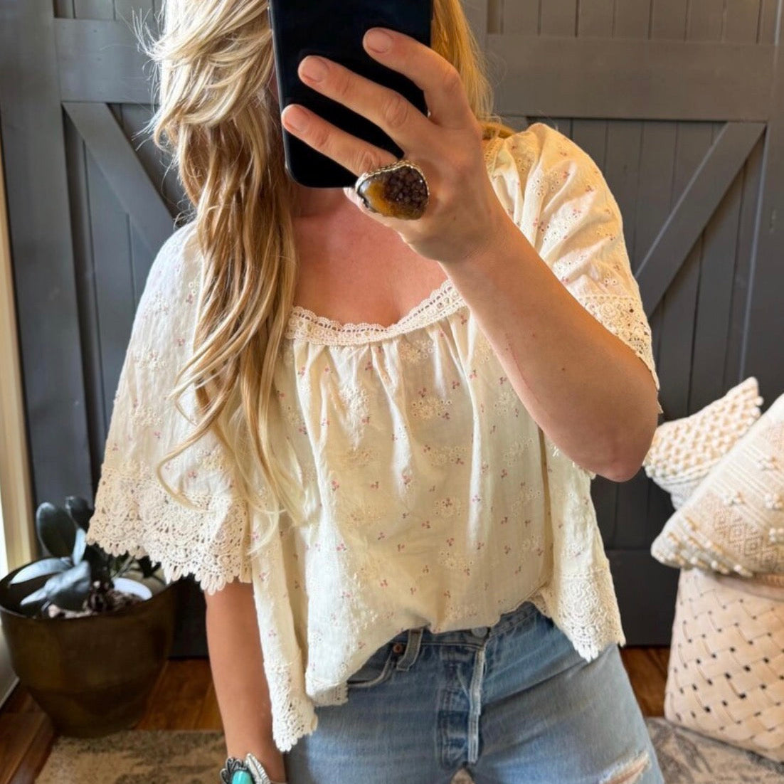 Floral Cottage Cotton Linen Blouse (Copy) - Lavender Tribe