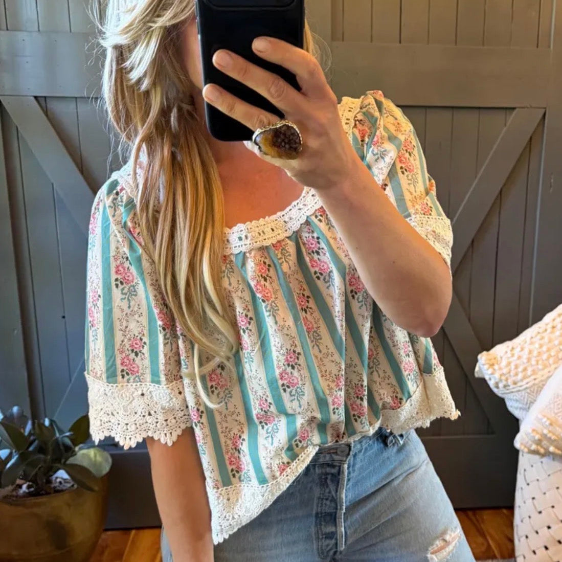 Floral Cotton Blouse by Lavender Tribe Design.