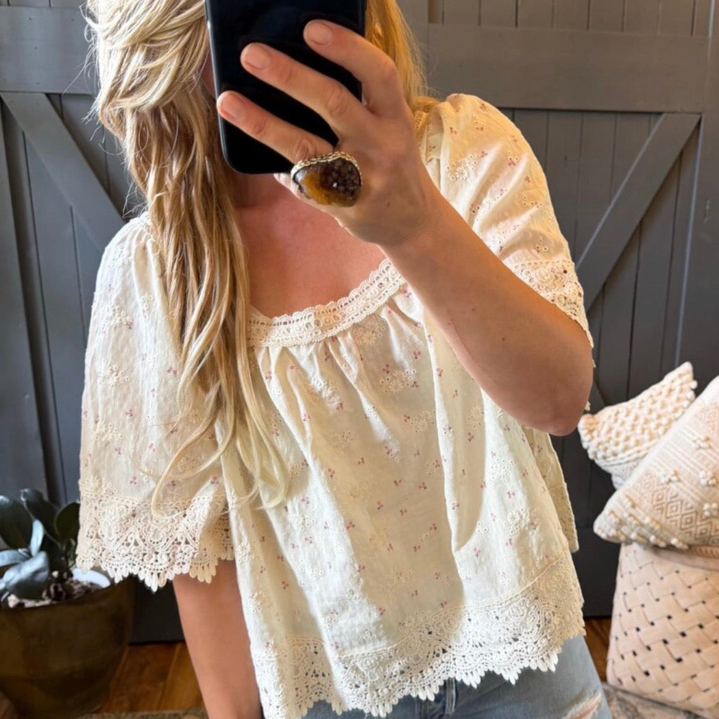 Floral Cottage Cotton Linen Blouse (Copy) - Lavender Tribe