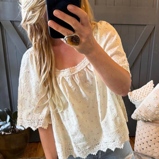 Floral Cottage Cotton Linen Blouse (Copy) - Lavender Tribe