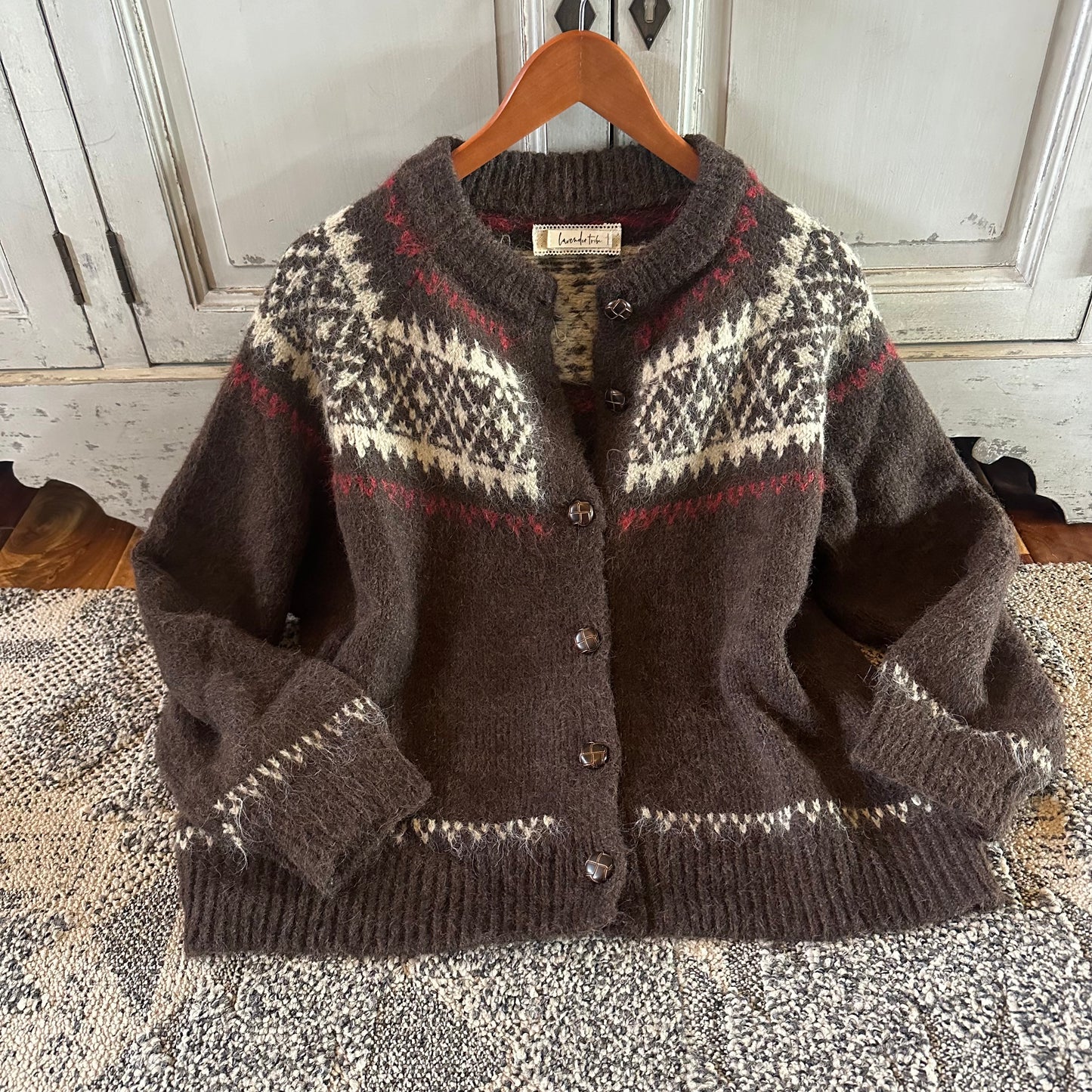 Fair Isle Brown Cardigan Sweater