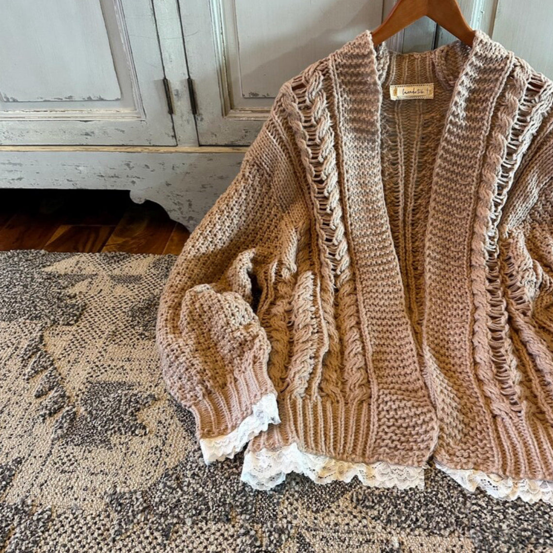 Heirloom Lace Trim Cardigan Sweater