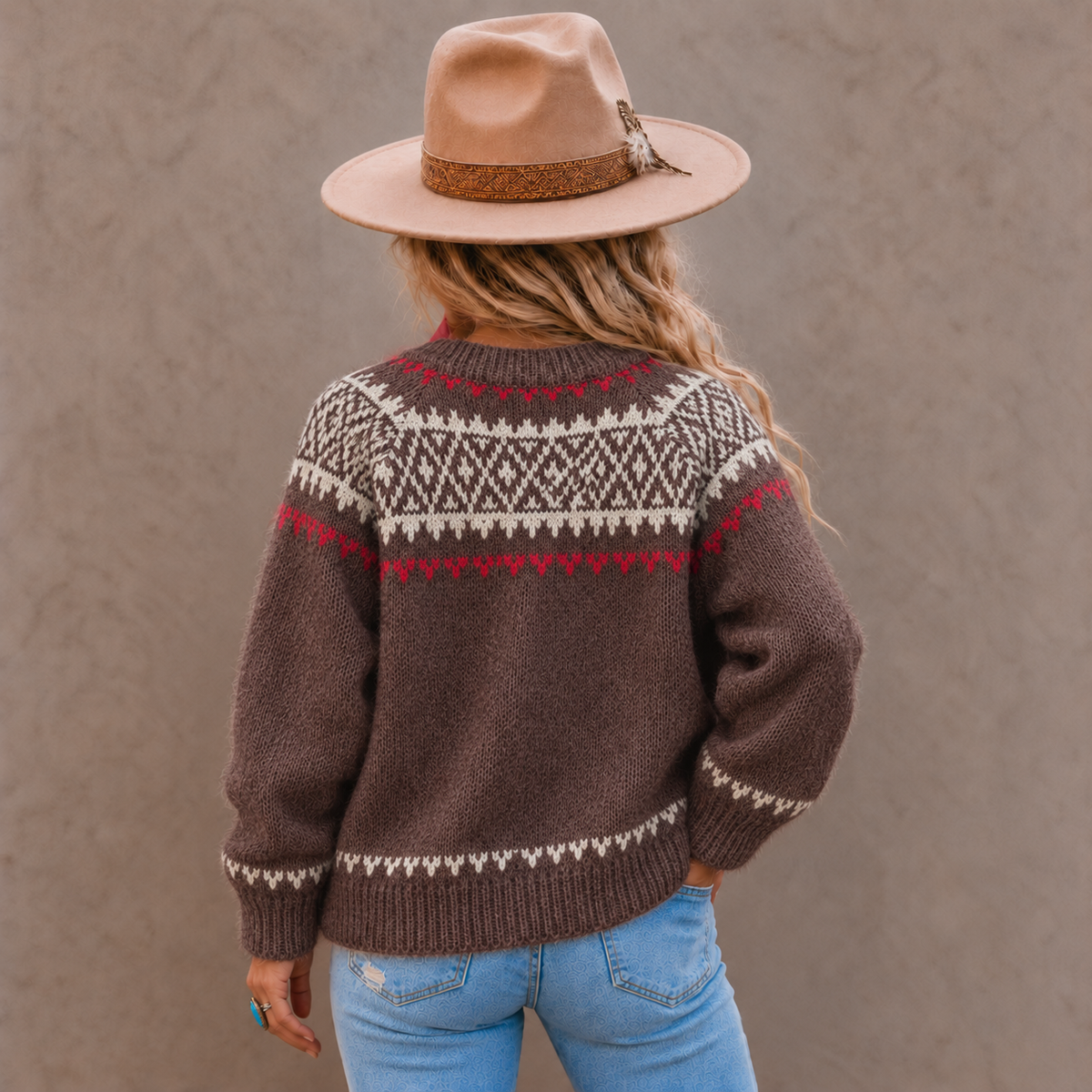 Fair Isle Brown Cardigan Sweater (Copy) - Lavender Tribe