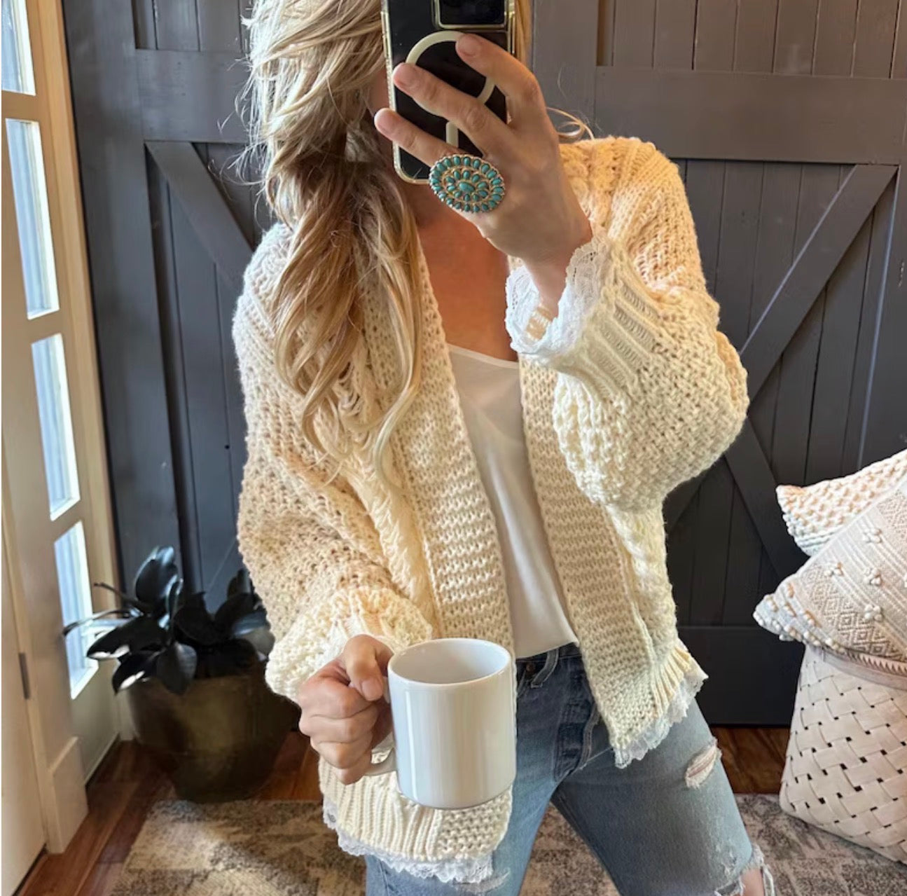 Heirloom Lace Trim Cardigan Sweater (Copy) - Lavender Tribe