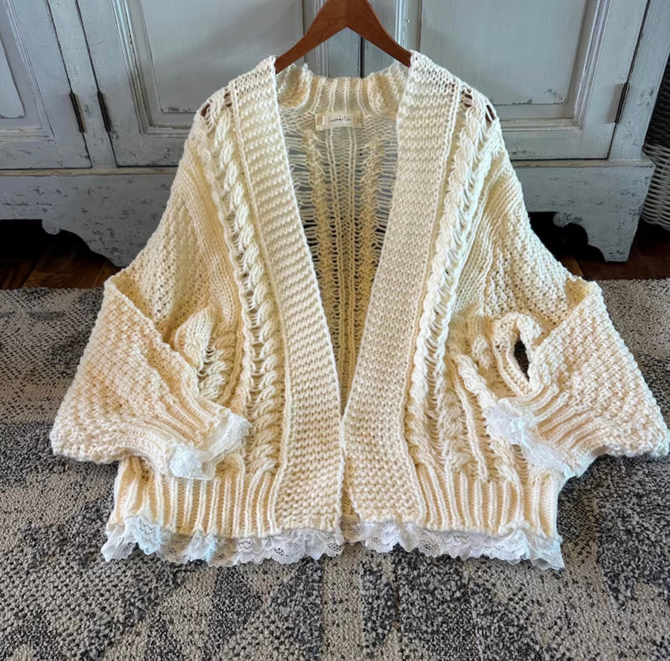 Heirloom Lace Trim Cardigan Sweater (Copy) - Lavender Tribe