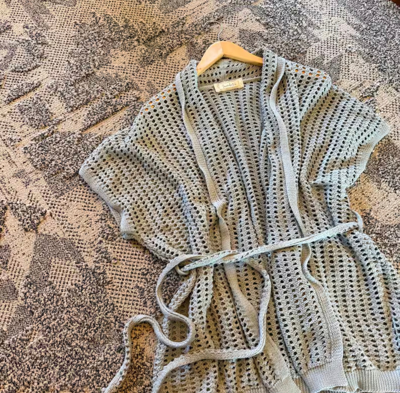 Lavender Tribe Blue Crochet Knit Cardigan