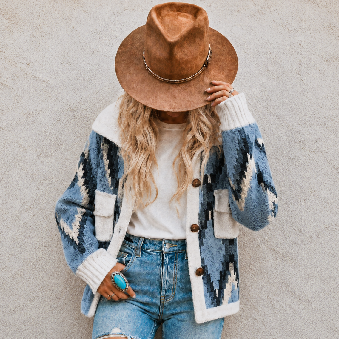 Montana Sherpa Sweater Jacket in Blue