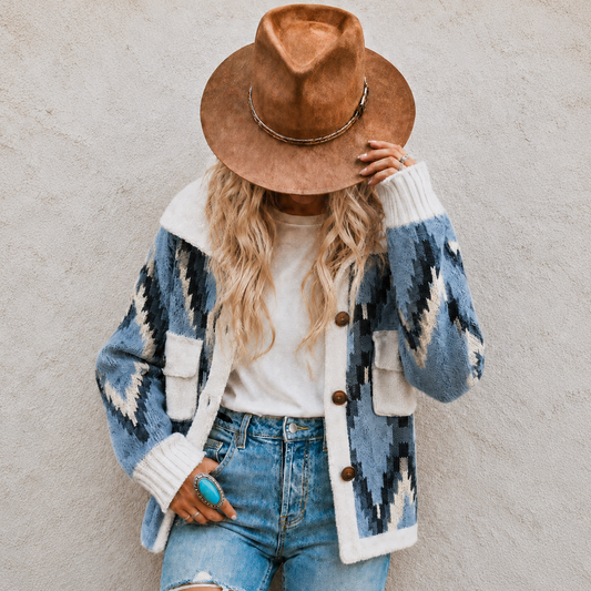 Montana Sherpa Sweater Jacket in Blue - Lavender Tribe