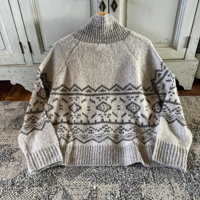 Lavender Tribe Design Lightweight Knit Toggle Close Sweater Back View