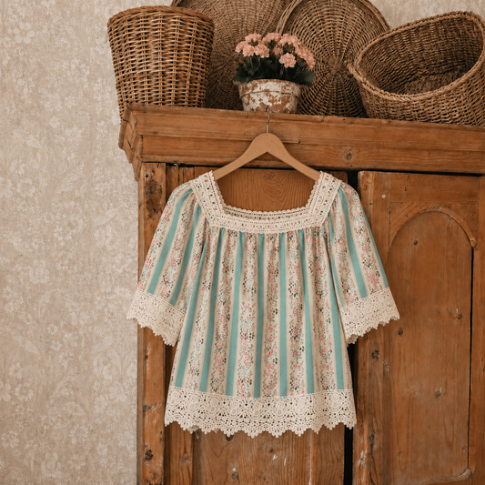 Floral Cottage Cotton Floral Blouse - Lavender Tribe