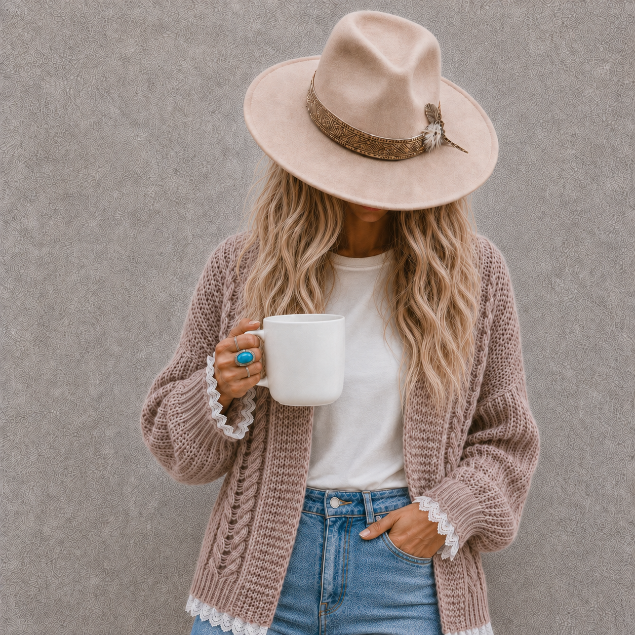 Heirloom Lace Trim Cardigan Sweater