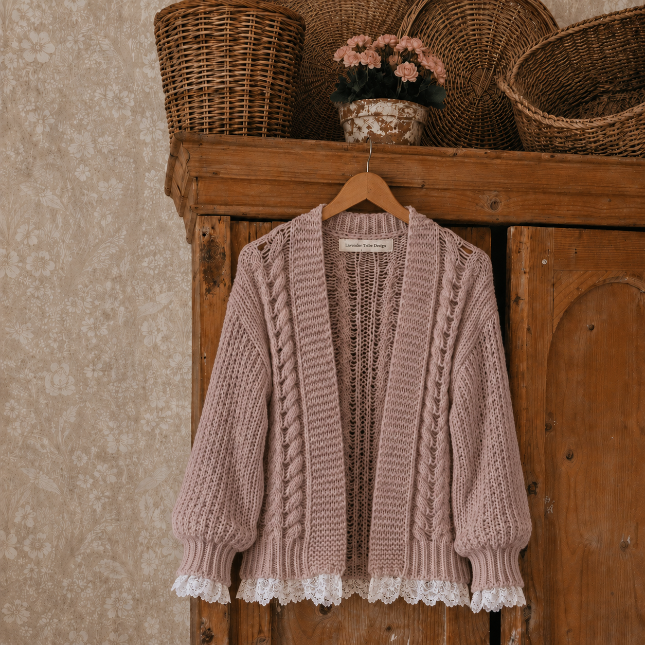 Heirloom Lace Trim Cardigan Sweater