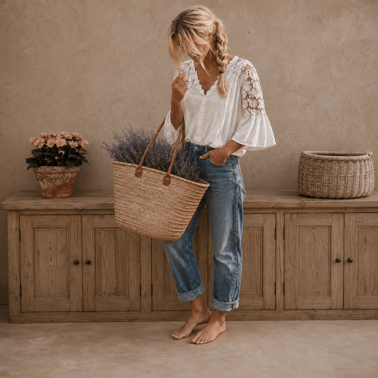 Roslyn White Lace Button Front Blouse