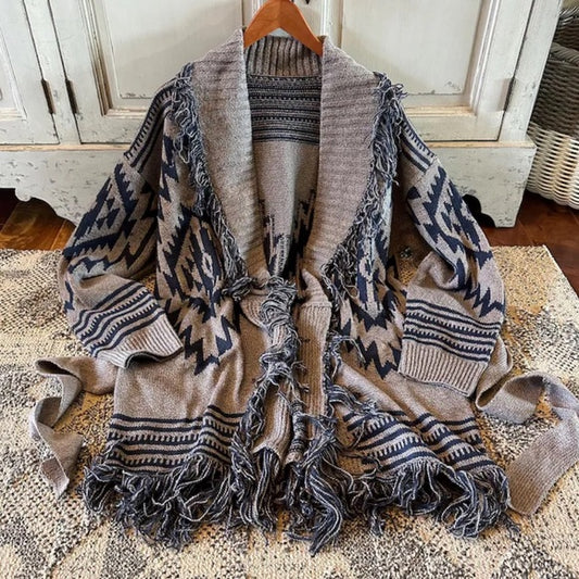 Western Cardigan Fringe Sweater Hanging