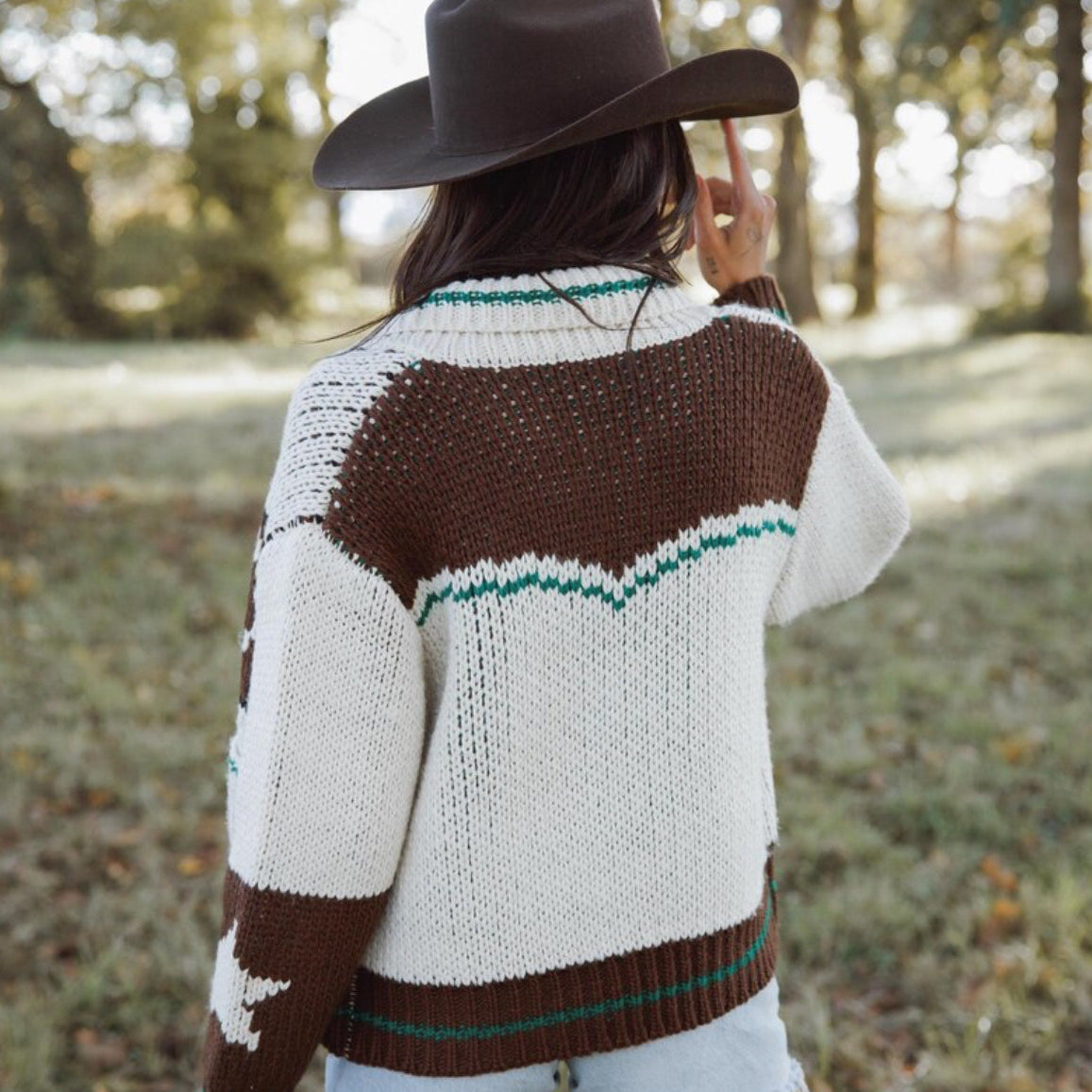 Western Horse Knit Cardigan Sweater Jacket