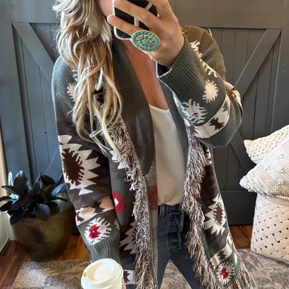 Bristol Sage Western Cardigan Sweater