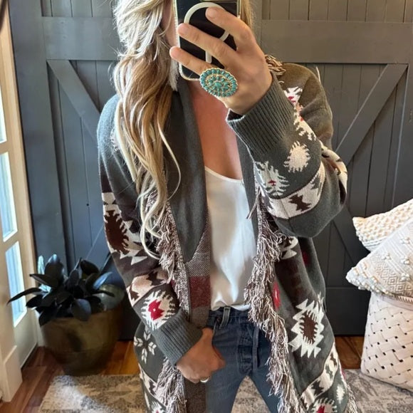 Bristol Sage Western Cardigan Sweater