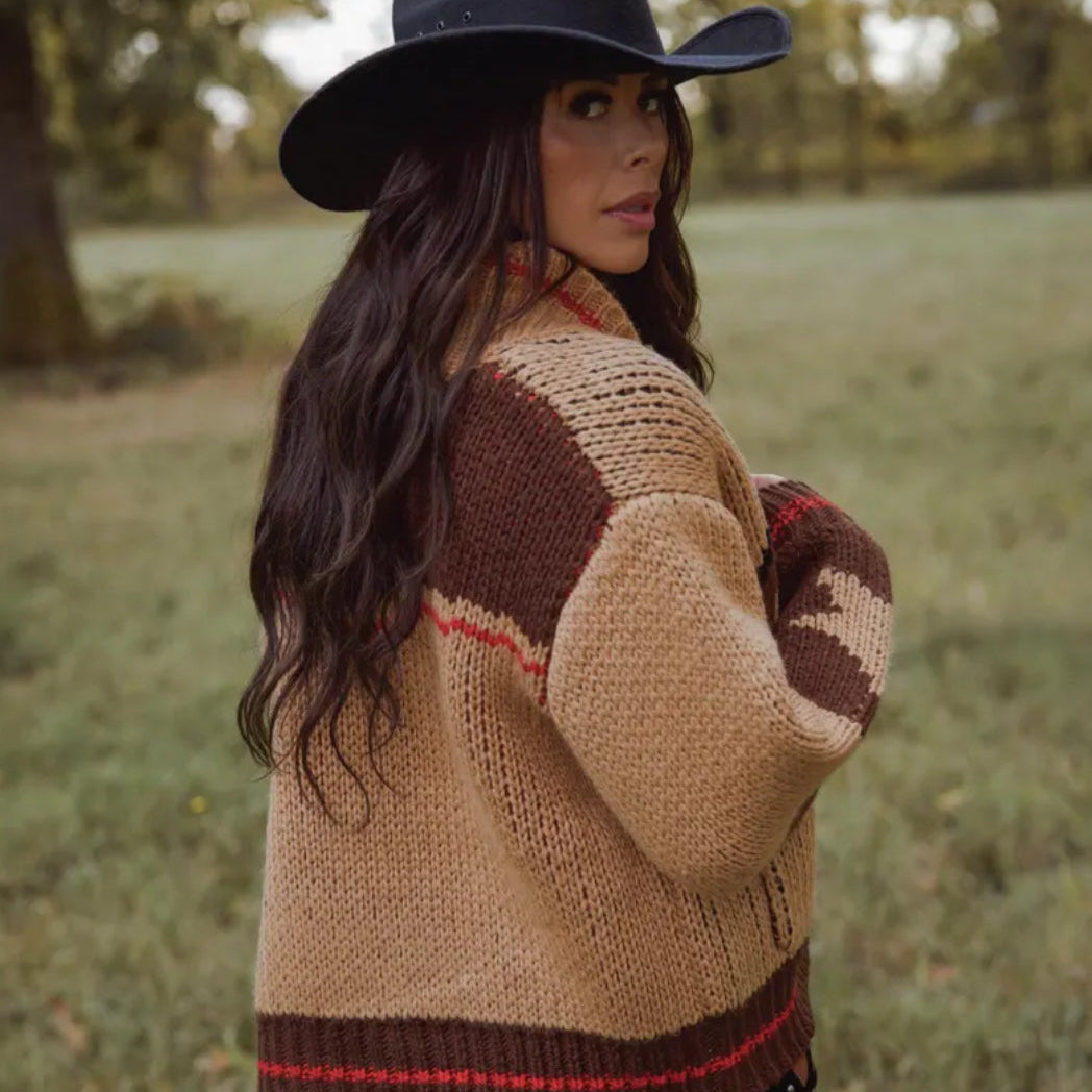 Western Horse Knit Cardigan Sweater