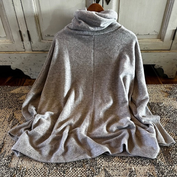 Little Rock Cozy Grey Fleece Pullover Turtleneck Sweater