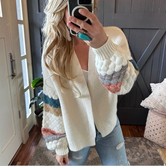 The Kallie Quilted Stripe Cardigan Sweater