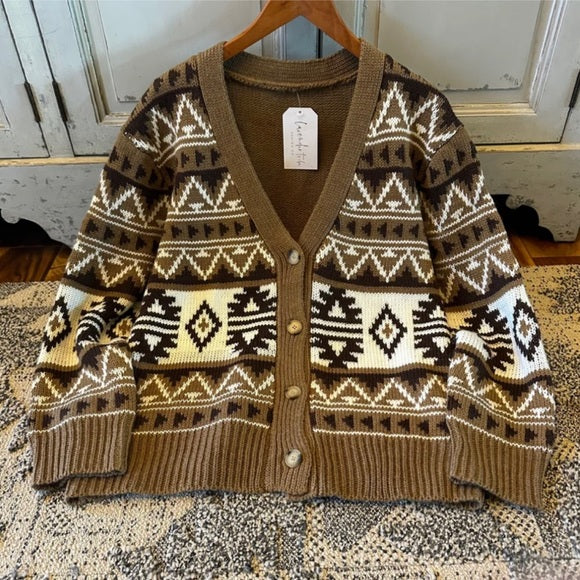 Holsten Geometric Aztec Knit Cardigan Sweater