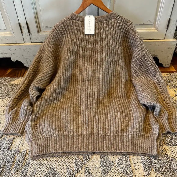 Little Bend Brown Chunky Yarn Knit Cardigan Sweater