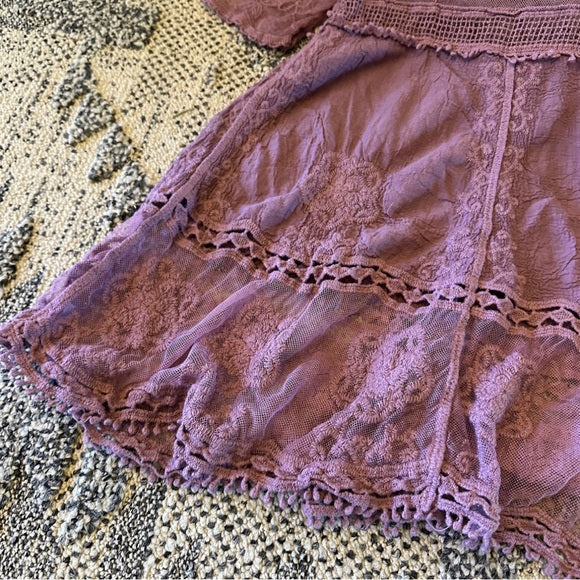 Hailey Lilac Crochet Lace Blouse Bohemian Blouse