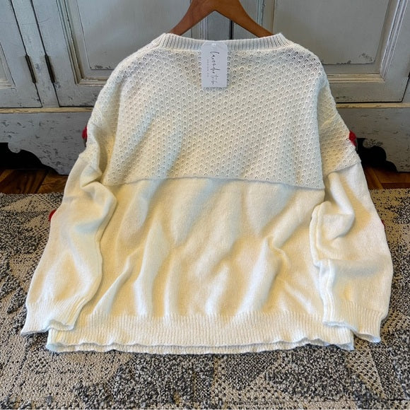 Farmer's Market Strawberry Patch White Pullover Sweater