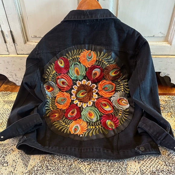 Austin Embroidered Black Denim Jacket