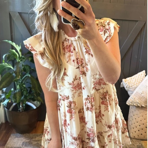 Cottage Rose Floral Cotton Dress