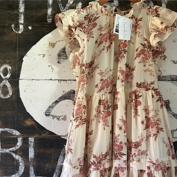 Cottage Rose Floral Cotton Dress