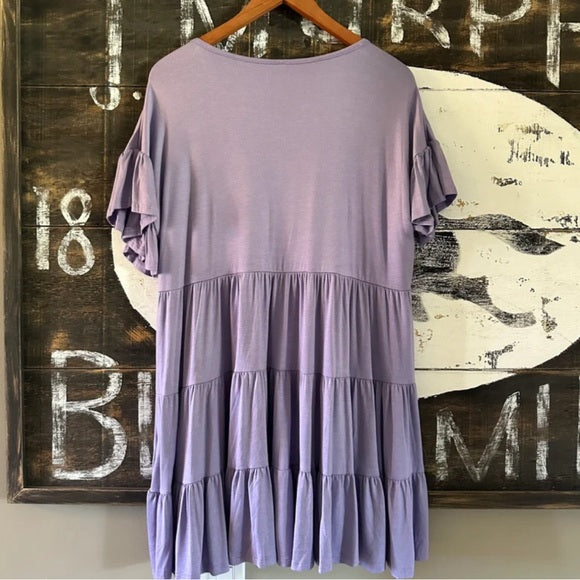 Beeson Lilac Ruffle Sleeve Tunic Top